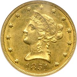 1851-O $10 Liberty NGC AU58