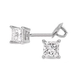 "1.25 ctw Princess cut Diamond Stud Earrings F-G, VS"
