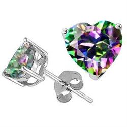 Genuine 2.10 ctw Heart Shape Mystic Rainbow Topaz and Earring 14kt Gold-White 