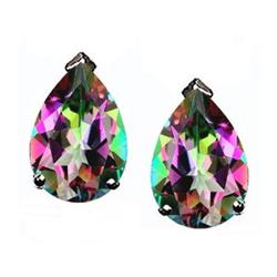 Genuine 2.50 ctw Genuine Mystic Rainbow Topaz Earring Studs 14kt Gold-White 