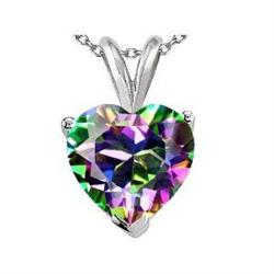 Genuine 2.0 ctw Genuine Mystic Rainbow Topaz Heart Pendant 14kt Gold-White 