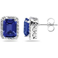 Genuine 3.40 ctw Sapphire & Diamond Earrings 14kt  Gold-White 