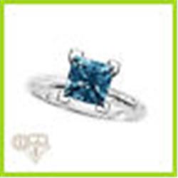 Natural 1.00 ctw Blue Diamond Princess Cut Solitaire 14kt Gold-White 