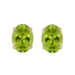 Genuine 10X8mm Oval Peridot Stud Earrings 14kt Gold-Yellow 