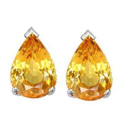 Genuine 8x6mm Yellow Sapphire Pear Cut Earrings 14kt Gold-White