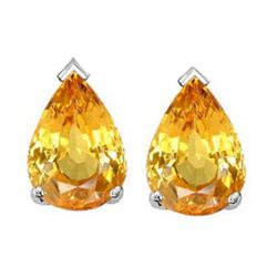 Genuine 8x6mm Orange Citrine Earrings Pear Cut 14kt Gold-White