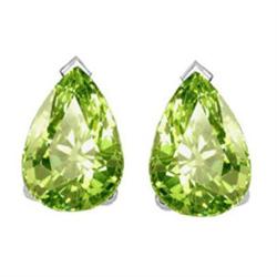 Genuine 8x6mm Peridot Earrings Pear cut 14kt Gold-White