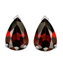 Genuine 8x6mm Garnet Pear Shape Earrings 14kt Gold-White 