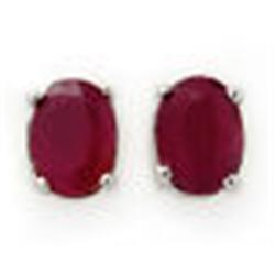 Genuine 1.52 ctw Ruby Stud Earrings 14kt Gold-White