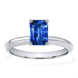 Genuine 1.0 ctw Sapphire Solitaire Emerald Cut 14kt Gold-White