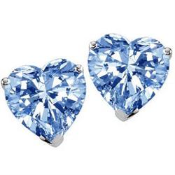 Genuine 3.0 ctw Heart Aquamarine Stud Earrings 14kt Gold-White 