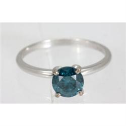 Genuine 3.00 ctw Blue Diamond Solitaire Ring 14kt Gold-White