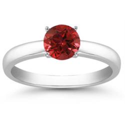 Genuine 0.55 ctw Ruby Solitaire Ring 14kt Gold-White 