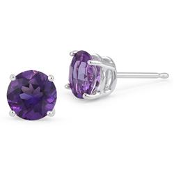 Genuine 1.70 ctw Amethyst Stud Earrings 14kt Gold-White 