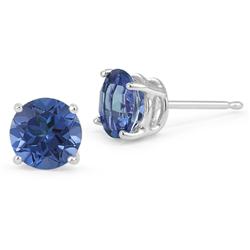 Genuine 1.10 ctw Blue Sapphire Stud Earrings 14kt Gold-White 
