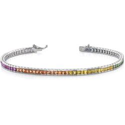 Genuine 4.90 ctw Multi Sapphire Rainbow Bracelet 14kt Gold-White 