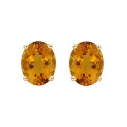 Genuine 3.0 ctw Citrine Oval Stud Earrings 14kt Gold-White 