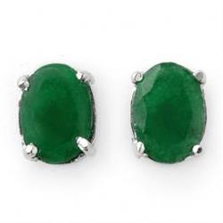 Genuine 2.0 ctw Emerald Oval Cut Stud Earrings 14kt Gold-White