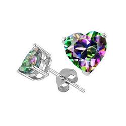Genuine 2.10 ctw Heart Shape Mystic Rainbow Topaz and Earring 14kt Gold-White 