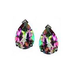 Genuine 2.50 ctw Genuine Mystic Rainbow Topaz Earring Studs 14kt Gold-White 