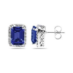 Genuine 3.40 ctw Sapphire & Diamond Earrings 14kt  Gold-White 
