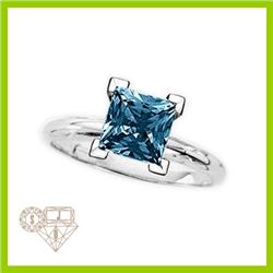 Natural 2.00 ctw Blue Diamond Princess Cut Solitaire 14kt Gold-White 