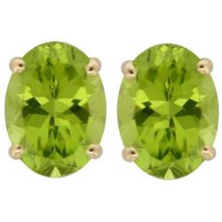 Genuine 8X6mm Oval Peridot Stud Earrings 14kt Gold-Yellow 