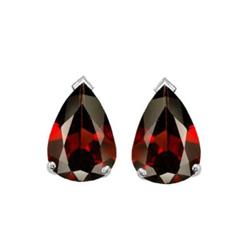 Genuine 8x6mm Garnet Pear Shape Earrings 14kt Gold-White 