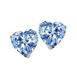 Genuine 3.0 ctw Heart Aquamarine Stud Earrings 14kt Gold-White 