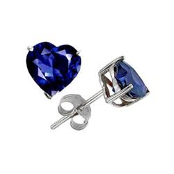 Genuine 3.0 ctw Heart Sapphire Stud Earrings 14kt Gold-White 