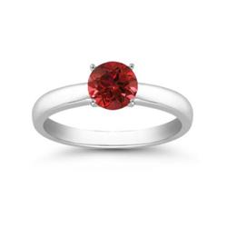 Genuine 0.55 ctw Ruby Solitaire Ring 14kt Gold-White 