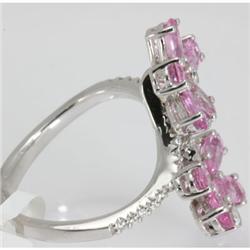 Genuine 2.61 ctw Flower Pink Sapphire & Diamond Ring 14kt Gold-White 
