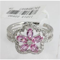 Genuine 1.87 ctw Pink Sapphire & Diamond Ring 14kt Gold-White 