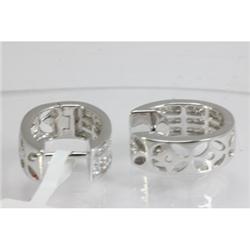 Genuine 1.60 ctw Huggie Hoop Diamond Earring 18kt Gold-White 