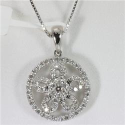 "Genuine 0.645 ctw Pave Round Diamond Necklace 16"" 14kt Gold-White "