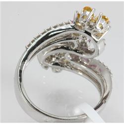 Genuine 2.47 ctw Multi Sapphire Flower & Diamond Ring 14kt Gold-White 