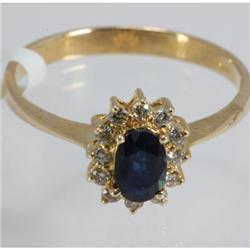 Genuine 0.76 ctw Blue Sapphire & Diamond Ring 14kt Gold-Yellow 