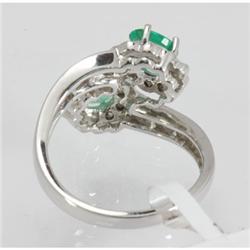 Genuine 1.61 ctw Emerald & Diamond Ring 14kt Gold-White 