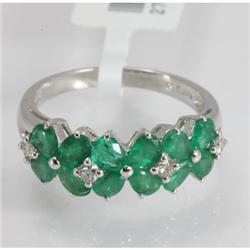 Genuine 2.48 ctw Emerald & Diamond Ring 14kt Gold-White 