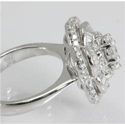 Genuine 1.47 ctw Tappered & Diamond Ring 18kt Gold-White 