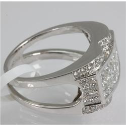 Genuine 1.47 ctw Princess Cut & Diamond Ring 18kt Gold-White 