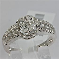 Genuine 0.76 ctw Diamond Ring 18kt Gold-White 