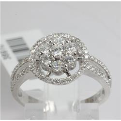 Genuine 0.87 ctw Diamond Ring 18kt Gold-White 