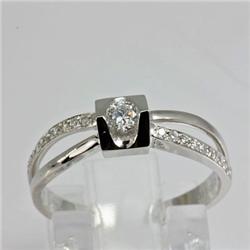 Genuine 0.11 ctw Diamond Ring 18kt Gold-White 