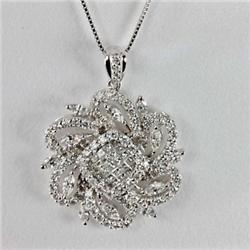 Genuine 2.07 ctw Princess Cut Marque & Diamond Pendant 18kt Gold-White 