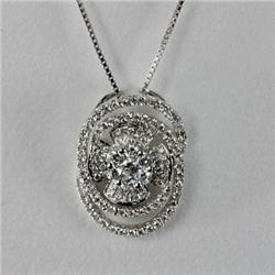Genuine 0.74 ctw  Diamond Pendant 18kt Gold-White 