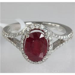 Genuine 3.50  ctw Ruby & Diamond  Ring 18kt Gold-White