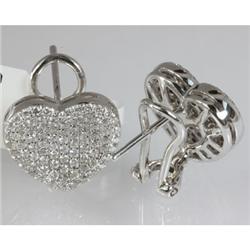 Genuine 1.14 ctw Heart Design Diamond Earring 18kt Gold-White 