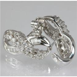 Genuine 0.52 ctw Baguette & Diamond Earring 18kt Gold-White