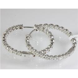 Genuine 1.792 ctw Inside-Outside Hoop Diamond Earring 18kt Gold-White 